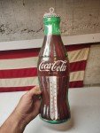 Coca-Cola Vintage Thermometer Tin Bottle Sign 16”