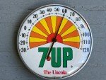 Vintage 7Up Uncola Glass Thermometer - 12" Display