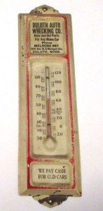 Duluth Auto Wrecking Co. Antique Thermometer