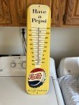 Vintage 1957 Pepsi Bottle Cap Thermometer Sign