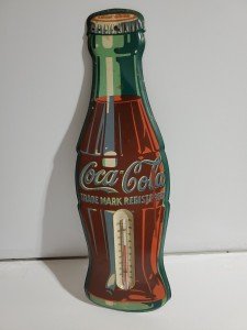 Coca-Cola Vintage Metal Thermometer Wall Sign 17"x5.25