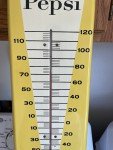 Vintage 1957 Pepsi Bottle Cap Thermometer Sign