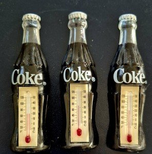 Coca-Cola Mini Thermometer Fridge Magnet Set of 3