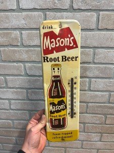 Mason's Root Beer Antique Thermometer Sign 16