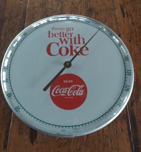 Coca-Cola 12" Bubble Glass Thermometer Sign
