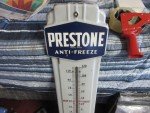 Vintage Prestone Anti-Freeze Metal Thermometer Sign