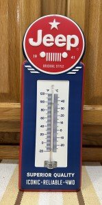 Vintage Jeep Thermometer Sign for Garage Decor