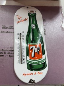 1950's 7UP Porcelain Advertising Thermometer - Fresh Up