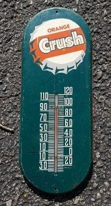 Vintage Orange Crush Wall Thermometer 15"x6