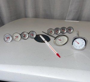 Vintage Thermometer Lot with Steak Buttons