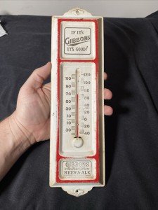 Gibbons Beer Vintage Tin Advertising Thermometer Sign