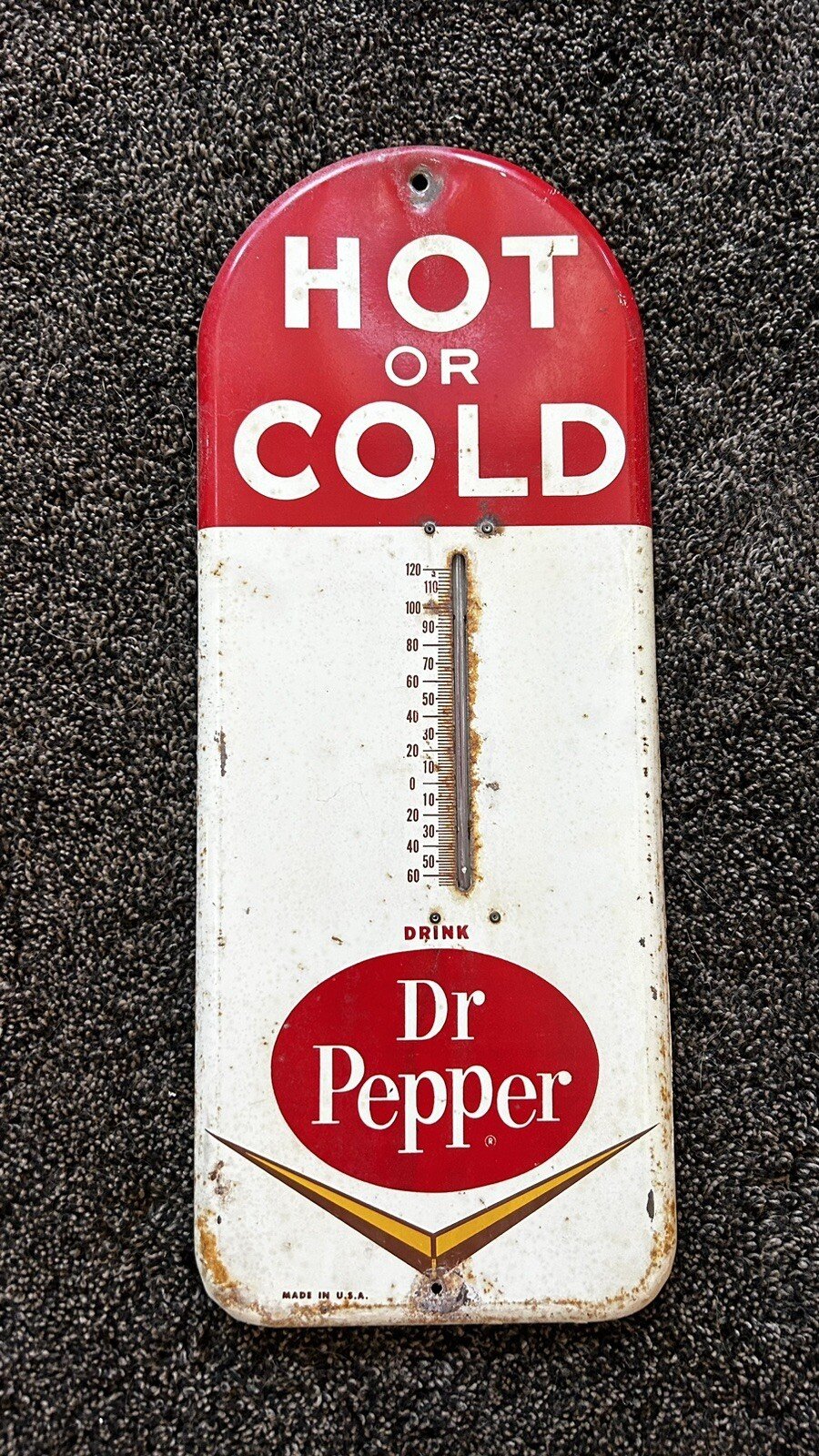 Vintage Dr. Pepper Hot or Cold Thermometer Sign