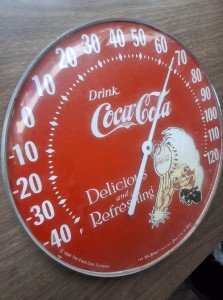 Coca-Cola 1984 Jumbo Dial Thermometer 12" Red