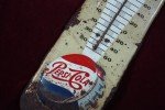 **1950s Pepsi Embossed Metal Thermometer Sign**