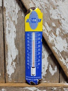 Vintage Chevrolet Porcelain Thermometer - Car Dealership Sign