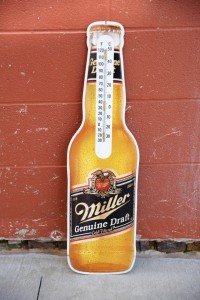 Miller Draft Beer Tin Thermometer - Vintage Bar Sign