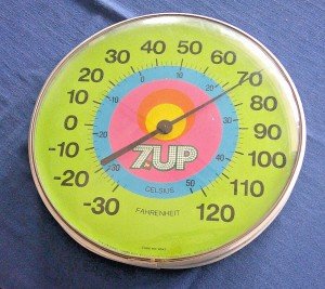 7UP Jumbo Dial Metal Thermometer with Bubble Glass