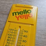 1970s Mello Yello Tin Thermometer Sign