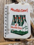 Vintage Mountain Dew Porcelain Thermometer Sign