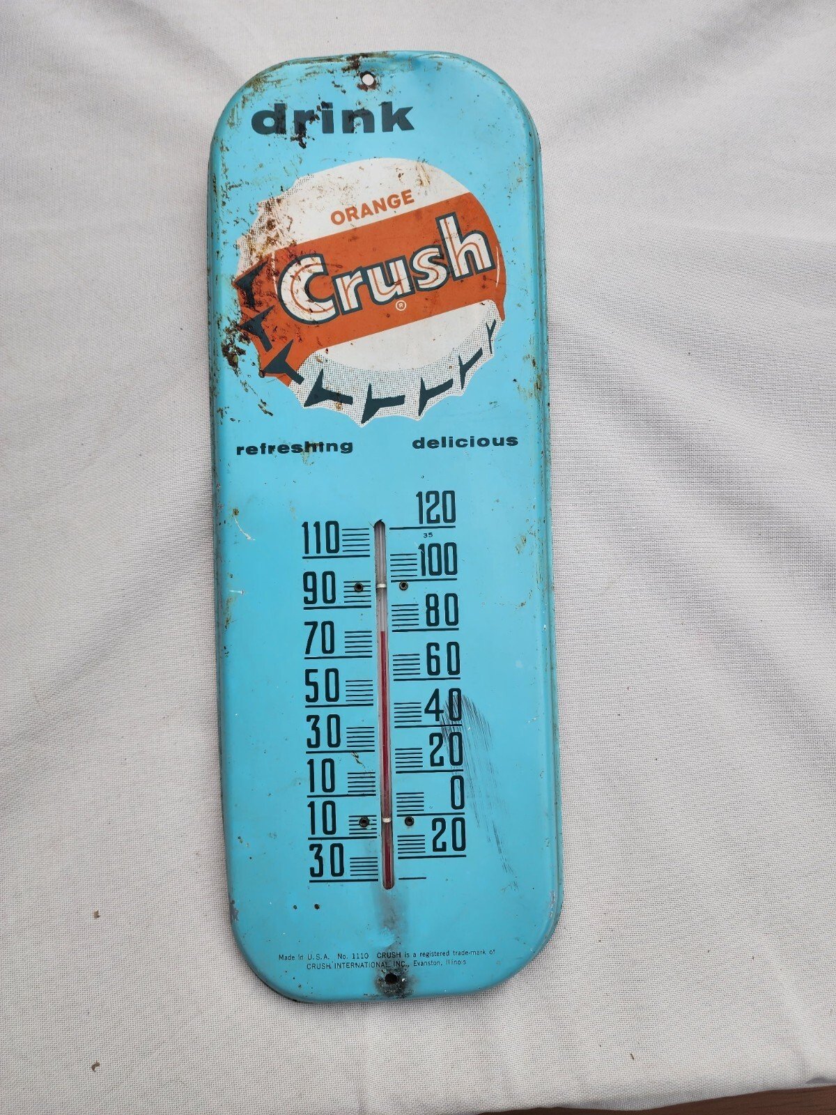 1930s Orange Crush 16" Thermometer