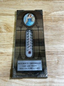 Vintage Chevrolet Glass Thermometer - Homer City PA