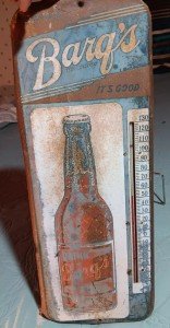 1950s BARQ'S Root Beer Metal Thermometer Sign
