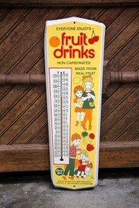 Greet Dot Fruit Drinks Metal Thermometer Sign