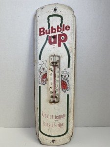Vintage Bubble Up Soda Metal Thermometer Sign