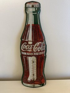 Coca-Cola Vintage Bottle Thermometer Sign - 1950