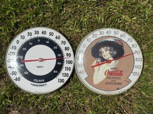 Vintage Ohio Jumbo Dial Coca-Cola Thermometers Set