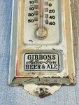 Vintage Gibbons Beer Metal Advertising Thermometer