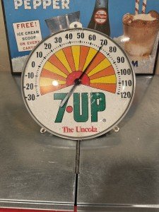 Vintage 7UP Soda Thermometer Sign 12" 1970