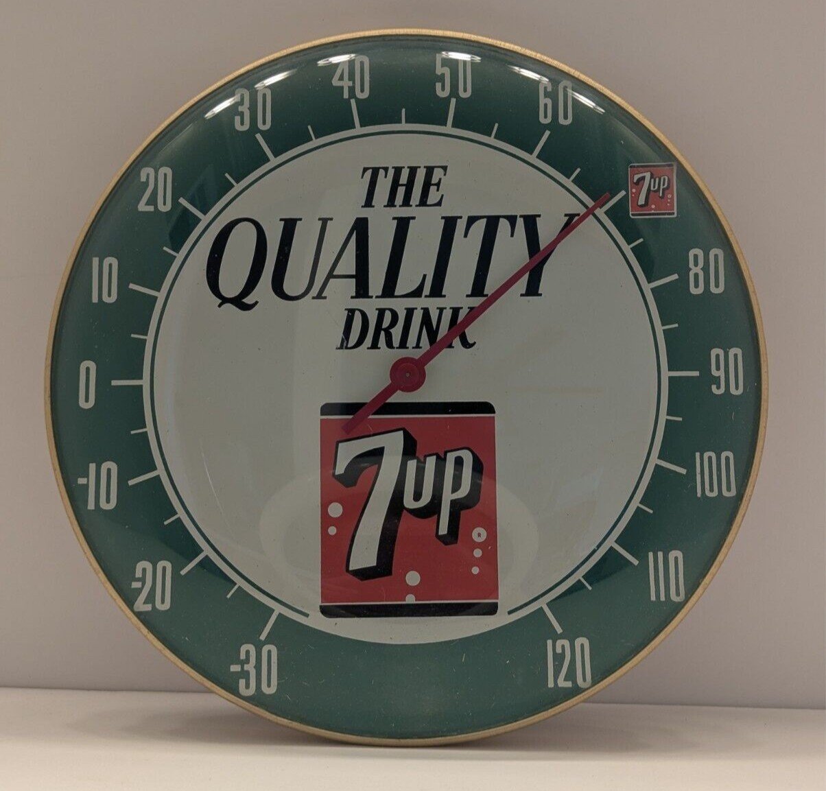 Vintage 7UP "Quality Drink" Round Thermometer