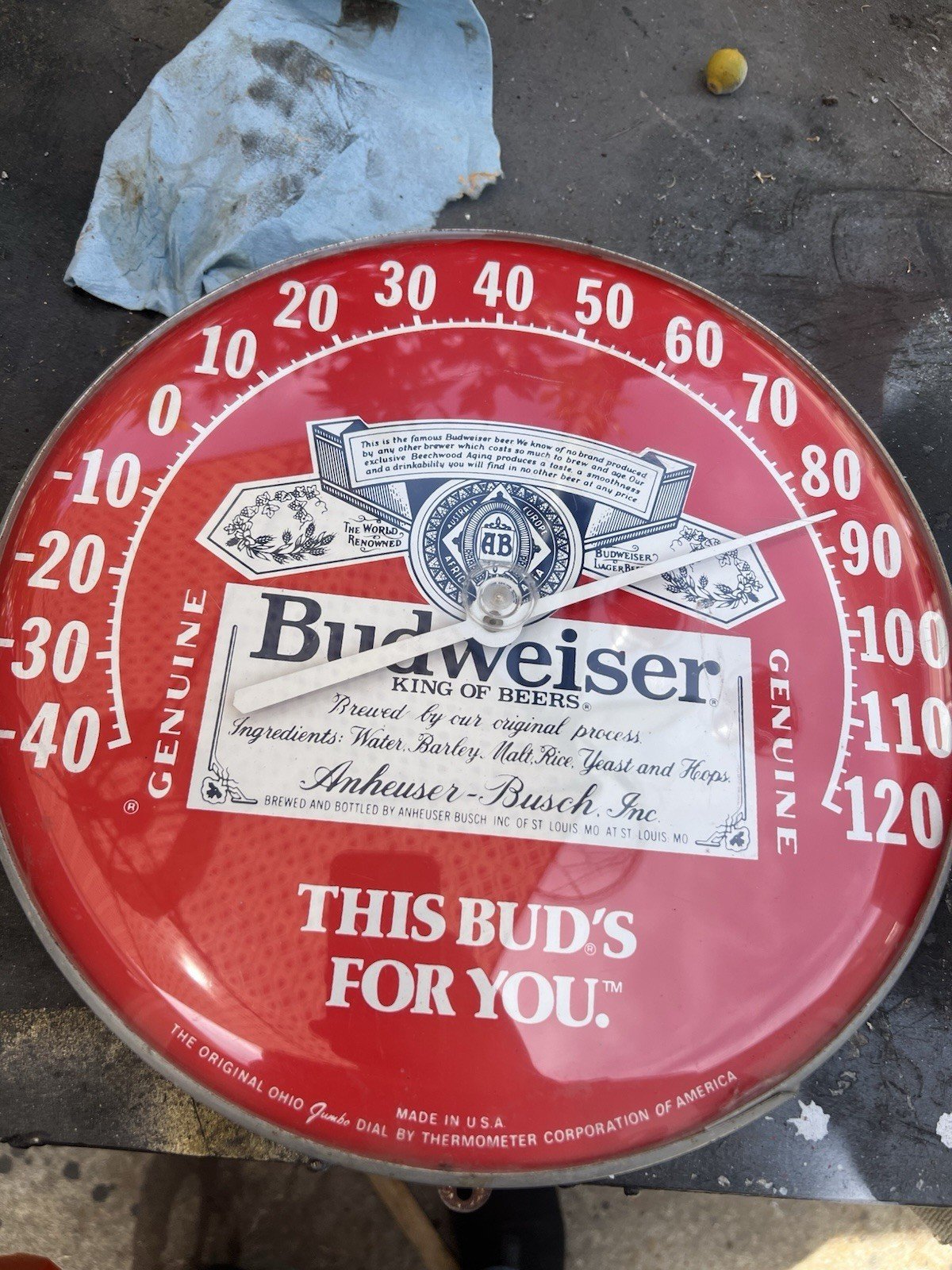 Budweiser Vintage King of Beers Wall Thermometer