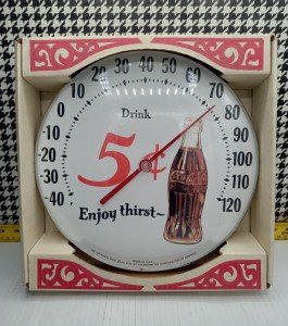 Coca-Cola 5-Cent Thermometer Antique Advertisement Sign