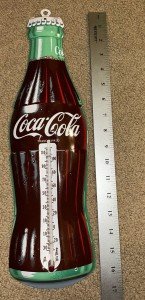 Coca-Cola Vintage Tin Thermometer Wall Sign 16”