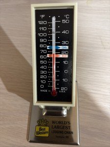 Small Vintage Desktop Advertising Thermometer