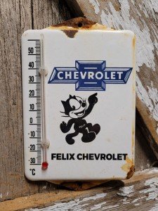 Vintage Chevrolet Porcelain Thermometer - Truck & Car
