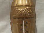 Coca Cola Bottle Thermometer - Vintage Gold Tin