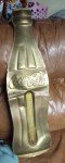 Rare Gold Coca-Cola Bottle Thermometer Sign 30"x8