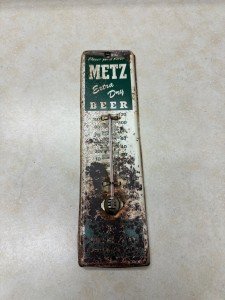 Metz Beer Vintage Metal Advertising Thermometer