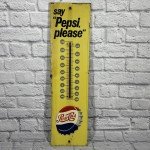 Pepsi Please Vintage Thermometer Bottle Cap Sign