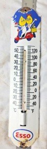 Vintage 12” Esso Porcelain Thermometer Sign