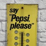 Pepsi Please Vintage Thermometer Bottle Cap Sign