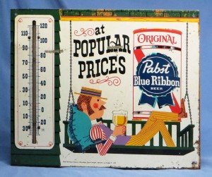 Vintage Pabst Blue Ribbon Thermometer Sign