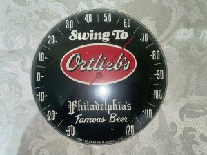 Ortlieb’s Famous Beer Thermometer - Vintage 10” Round