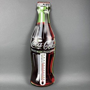 Coca-Cola Bottle Tin Thermometer Sign, 1998