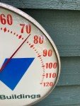 1960s Wickes Buildings Metal Thermometer with Glass Face