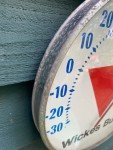 1960s Wickes Buildings Metal Thermometer with Glass Face