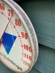 1960s Wickes Buildings Metal Thermometer with Glass Face